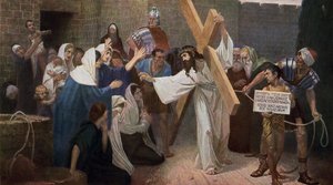 Jésus rencontre les femmes de Jérusalem sur le chemin de sa crucifixion